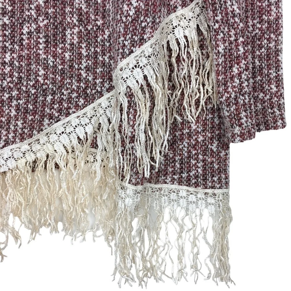 ONLY NINE Woman Top Sweater Blouse Woven Fringe Asymmetrical Trim Scoop Neck 2X - Picture 6 of 9